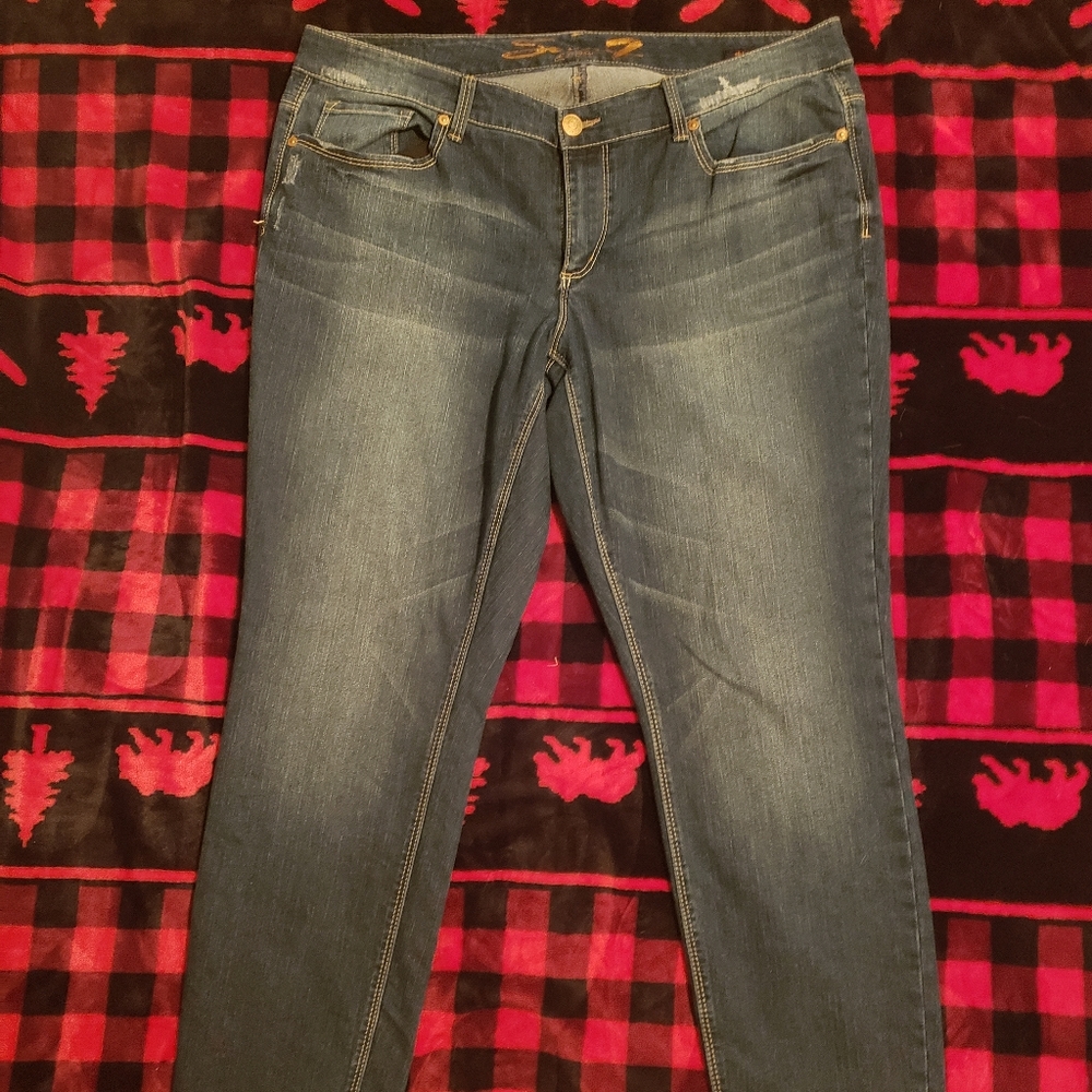 SEVEN7-Distressed skinny jeans